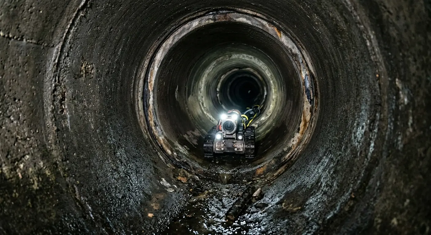 Robotic sewer camera inspecting pipe interior for Sewer Line Cleaning in Owensboro